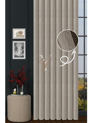Yunilla Ithal Kadife Fon Perde Plise 01 V-302 Ekru