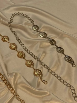 Fiori Papatya Detaylı Kadın Bel Zinciri Bel Kemeri,elbise Kemeri,etek Kemeri,pantolon Kemeri