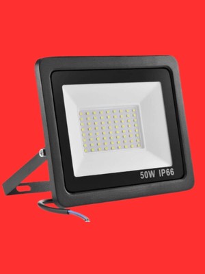 Powerr Led Aydınlatma 50 Watt Siyah Slim Kasa Kırmızı Işık IP65 LED Projektör