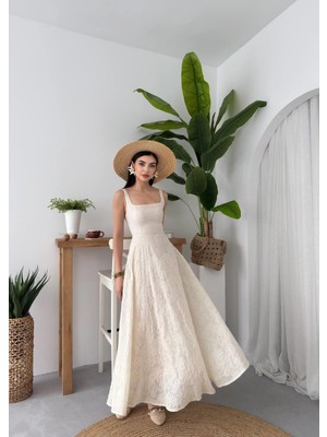 Nils Butik Dantel Dokulu Salaş Maxi Elbise