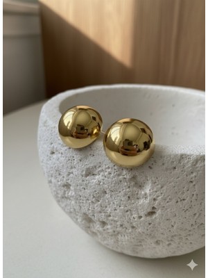 Çelik Takı Gold Top Çelik Küpe