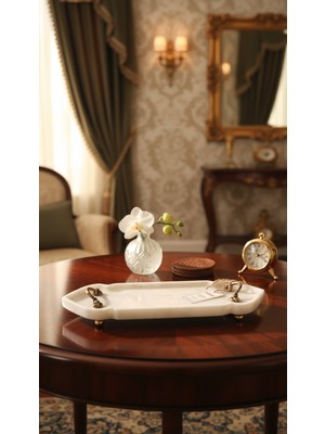 Montdekor El Yapımı Mermer Taşlı Tabak (12x40x5 cm)