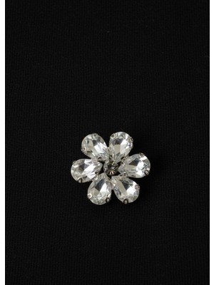 Barış Dizayn Bros Zarif Gümüş Taşlı Floral Broş