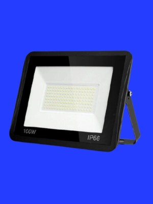 Powerr Led Aydınlatma 100 Watt Siyah Slim Kasa Mavi Işık IP65 LED Projektör
