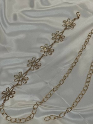 Fiori Papatya Detaylı Kadın Bel Zinciri Bel Kemeri,elbise Kemeri,etek Kemeri,pantolon Kemeri