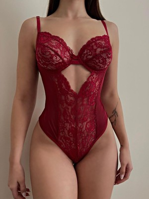 Undressa Tül Dantelli Transparan Bodysuit Desteksiz Balenli Iç Giyim Çeşitleri 75B-90B