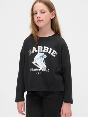 Gap Kız Çocuk Siyah Barbie Oversized Grafik T-Shirt