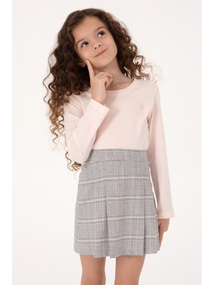 U.S. Polo Assn. Kız Çocuk Açık Pembe Bisiklet Yaka Basic Sweatshirt 50317923-VR078