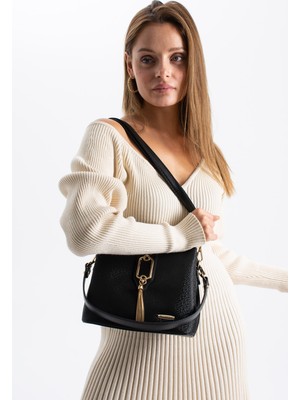 Rky Serenity Sanmorris Gold Detaylı 3 Bölmeli Omuz ve Çapraz Kadın Çanta