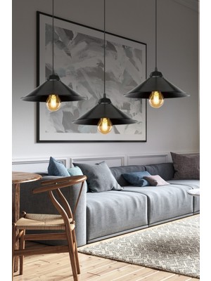 Feyza Design Japon Siyah Tekli Sarkıt Avize 3'lü Set, Salon, Mutfak, Banyo, Çocuk Odası