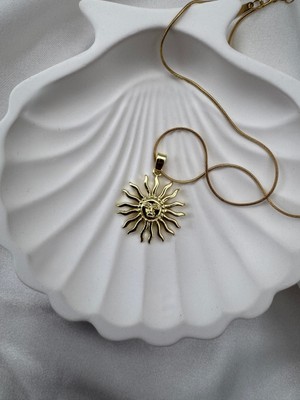 Çelik Takı Güneş Detaylı Çelik Kolye