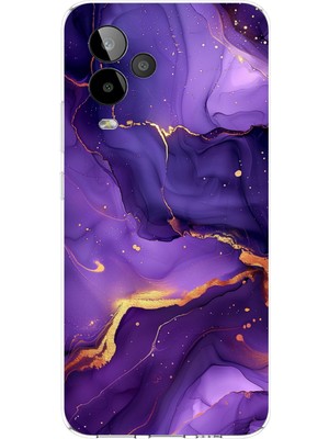 TechTree Gm 24 Pro Uyumlu Ametist Taşı Mor Mermer Baskılı Silikon Kılıf