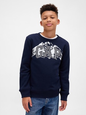 Gap Erkek Çocuk Lacivert Grafik Logo Sweatshirt