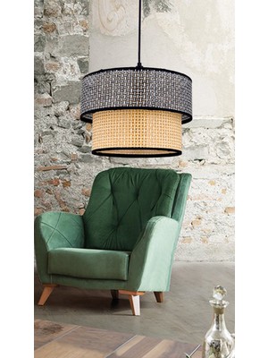 Feyza Design Rattan 2 Katlı Pasta Sarkıt Avize, Şık ve Modern Aydınlatma Parçası