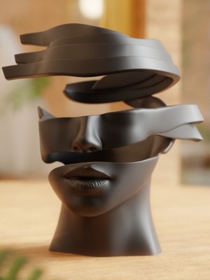 Linova Parçalanmış Yüz Heykel Biblo Dekoratif Obje