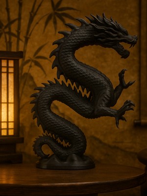 Linova Harekete Geçmiş Ejderha Heykel Biblo Dekoratif Obje