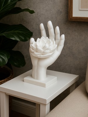 Linova Çiçek Açan El Heykel Biblo Dekoratif Obje