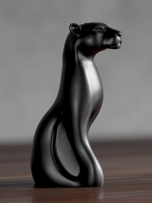 Linova Kara Panter Heykel Biblo Dekoratif Obje