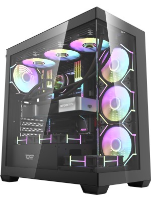 Aigo / Darkflash DS900 AT-750W 80+ Bronze USB3.0 Type-C 4×12CM Fan Temperli Cam Siyah ATX Oyuncu Kasası