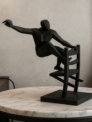 Linova Soyut Sandalyedeki Adam Heykel Biblo Dekoratif Obje