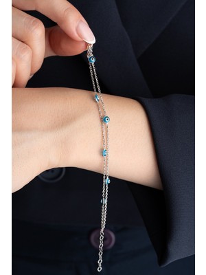 Çekirdek Jewelry 925 Ayar Gümüş Boncuklu Zincir Bileklik