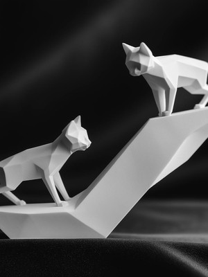 Linova Oynayan Kediler Heykel Biblo Dekoratif Obje