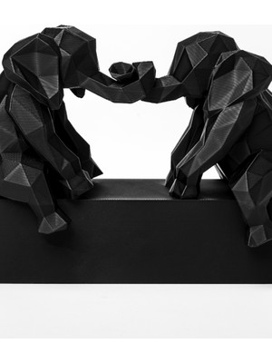 Linova Ikili Oturmuş Geometrik Fil Heykel Biblo Dekoratif Obje