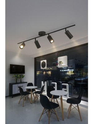 Feyza Design Şık Siyah Spot Led'li 4'lü Modern Aydınlatma Seti