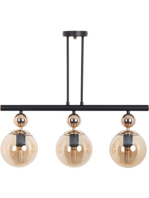 Feyza Design Şık Siyah Gold 3 Bal Camlı Modern Avize, Evinize Zarafet Katar