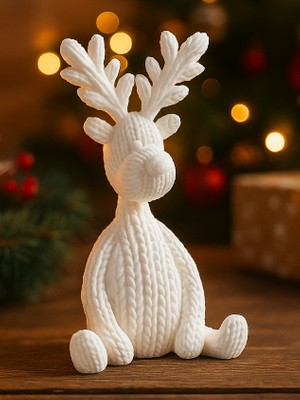 Linova Örgü Desenli Ren Geyiği Heykel Biblo Dekoratif Obje