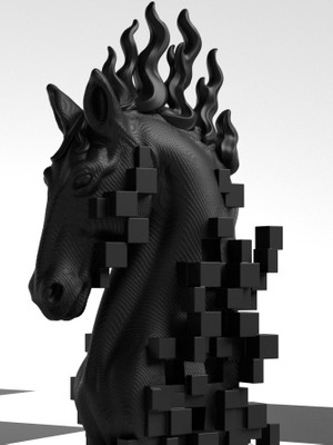 Linova Piksel Şeklinde At Heykel Biblo Dekoratif Obje