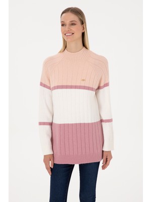 U.S. Polo Assn. Kadın Pudra Bisiklet Yaka Kazak 50314841-VR042