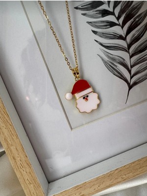 Çelik Takı Yılbaşı Temalı Noel Baba Fıgürlü Çelık Kolye