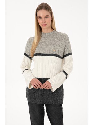 U.S. Polo Assn. Kadın Gri Melanj Kazak 50314841-VR086