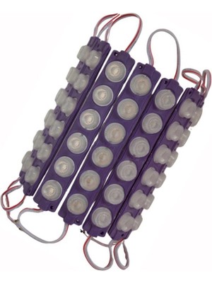 Powerr Led Aydınlatma 12 Volt 6 Watt 6 Lensli Mor 3030 Smd LED Modül IP65 10 Adet Modül