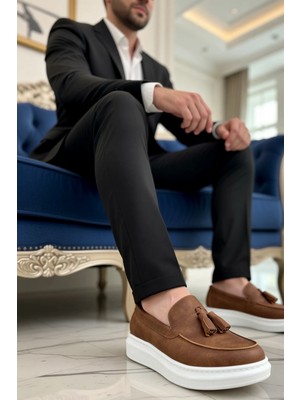 Benerly Erkek Yuvarlak Burunlu Bağcıksız Püsküllü Spor Ayakkabı Keten Fonksiyonel Dayanıklı Şık