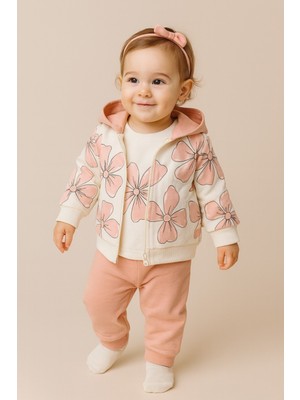 Aspo Baby Kids Kız Bebek/ ÇOCUK3LÜ Takım Hırka Pantolon Uzun Kollu Sweatshirt