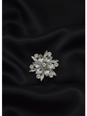 Barış Dizayn Bros Asil Gümüş Taşlı Kristal Broş