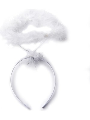 Femina Trendy Beyaz Otrişli Tüylü Esnek Yapı Melek Haresi Melek Tacı (4940)