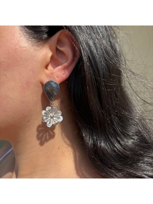 C7 Silver Hint Safiri Telkâri Papatya Küpe