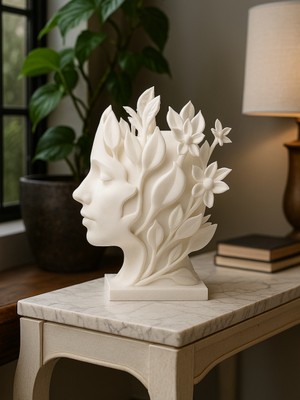 Linova Yüzden Çıkan Çiçek Heykel Biblo Dekoratif Obje