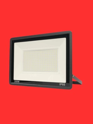 Powerr Led Aydınlatma 200 Watt Siyah Slim Kasa Kırmızı Işık IP65 LED Projektör