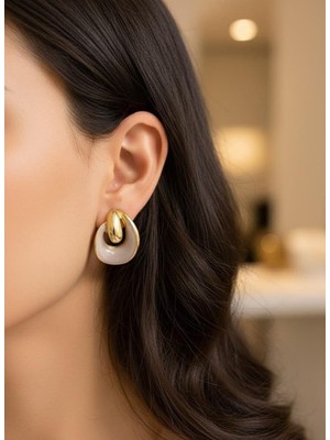 Toka Delisi Kadın Trend Modern Line Cappuccino Küpe