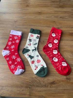 Nexa Doğaltaş 3.lü Noel Christmas Desenli Soket Çorap
