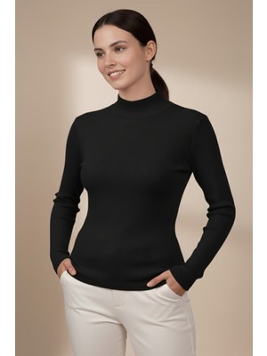 Datatek Kadın Siyah Balıkçı Yaka Bluz