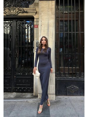 Uzun Kollu Uzun Elbise