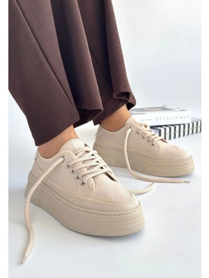 Carin Bej Keten Bağcıklı Spor Ayakkabı