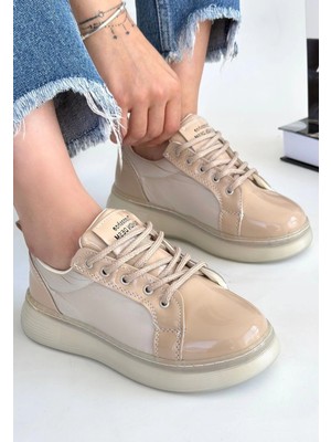 Piona Bej Rugan Bağcıklı Spor Ayakkabı