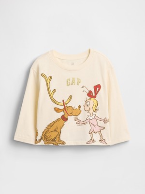 Gap Kız Bebek Krem Dr. Seuss The Grinch Grafik T-Shirt