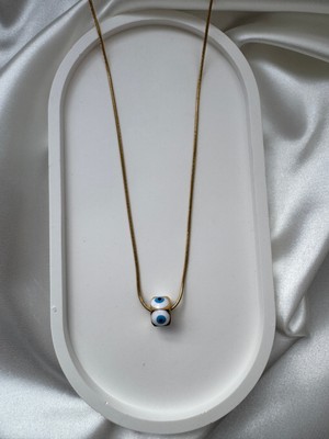 Çelik Takı Nazar Boncuklu Küp Çelik Kolye